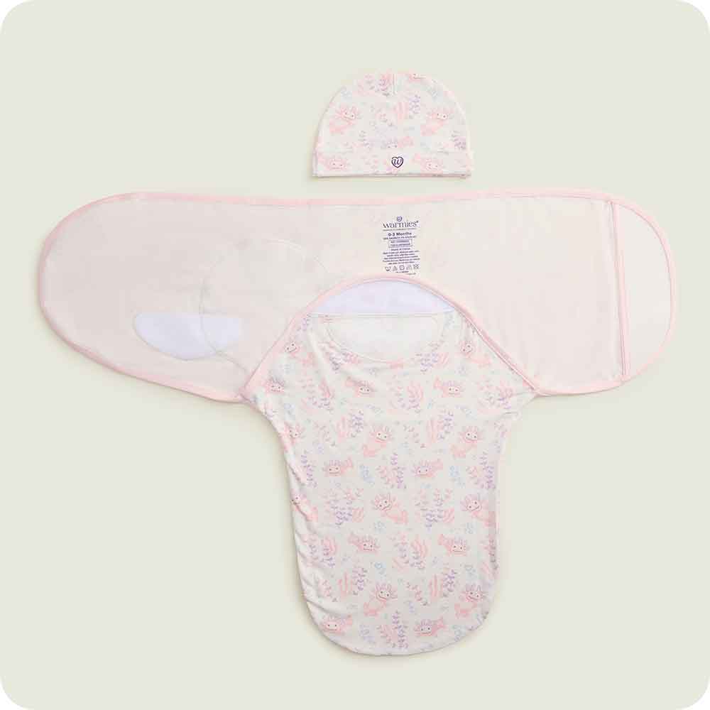 Pink Axolotl Swaddle & Beanie Gift Set