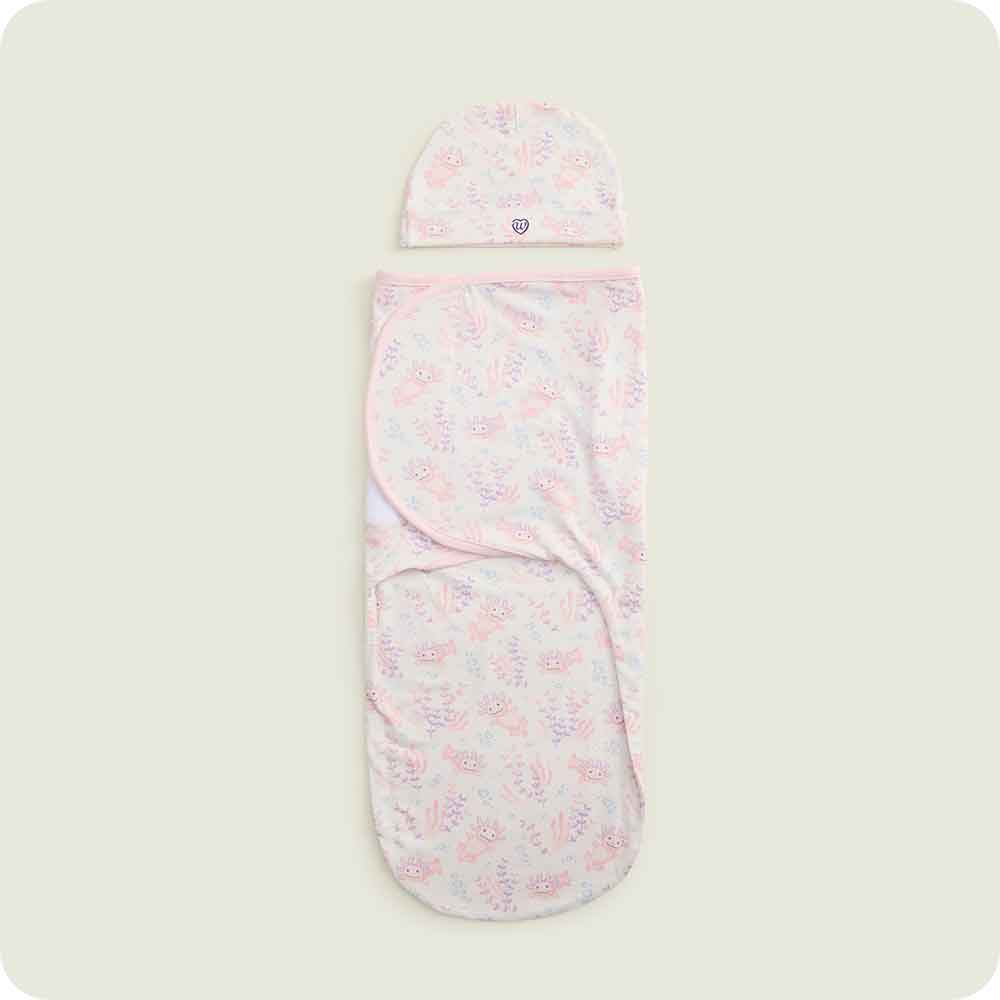 Pink Axolotl Swaddle & Beanie Gift Set